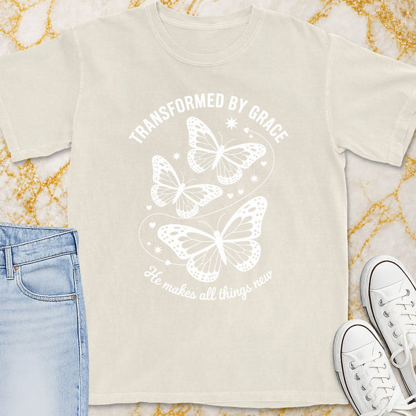 Transformed By Grace Butterfly T-Shirt - Christian Apparel | Christian Life Threads