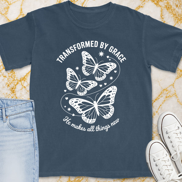 Transformed By Grace Butterfly T-Shirt - Christian Apparel | Christian Life Threads