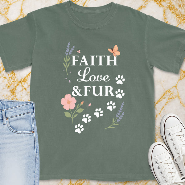 Faith, Love & Fur T-Shirt - Christian Apparel | Christian Life Threads