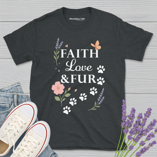 Faith Love & Fur Heather Tee