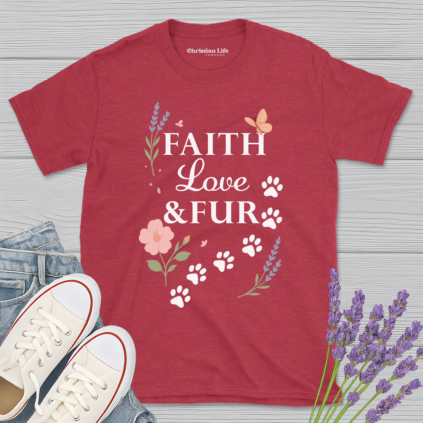 Faith Love & Fur Heather Tee