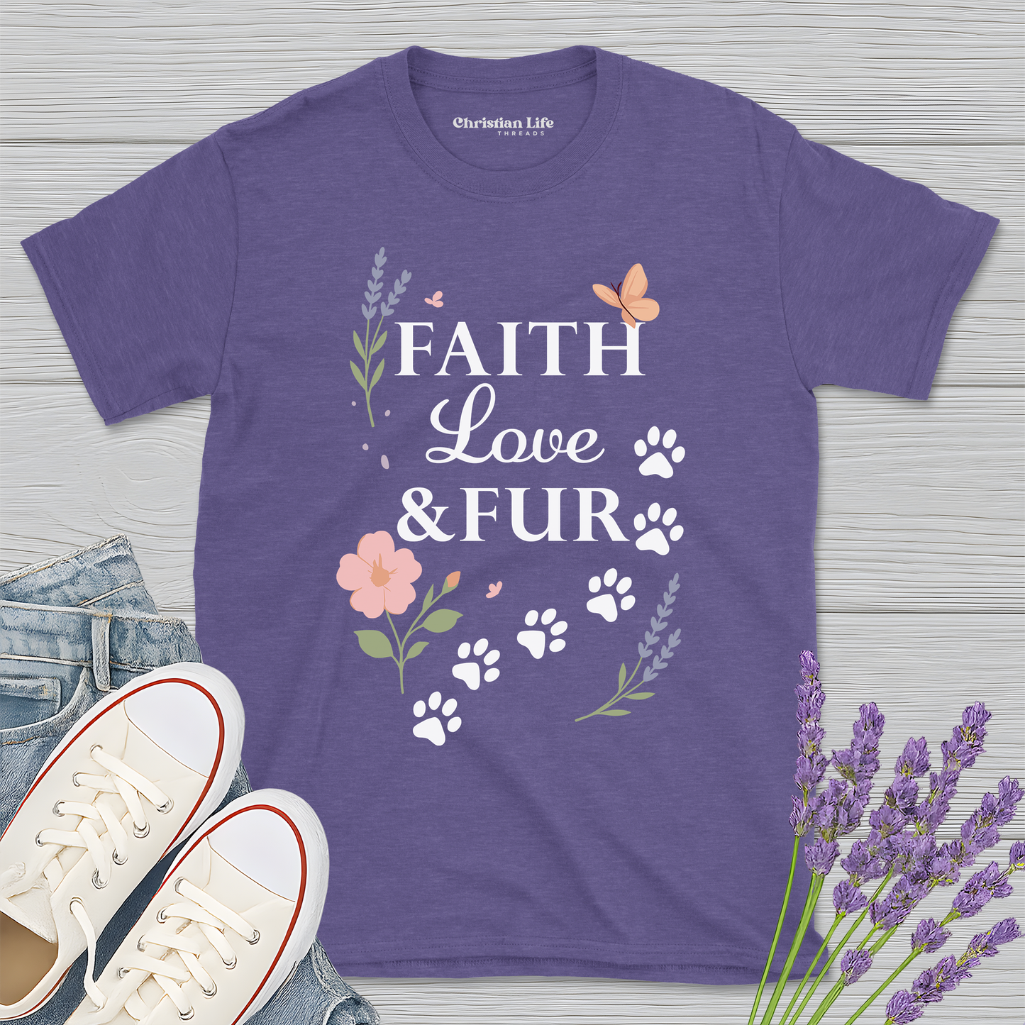 Faith Love & Fur Heather Tee