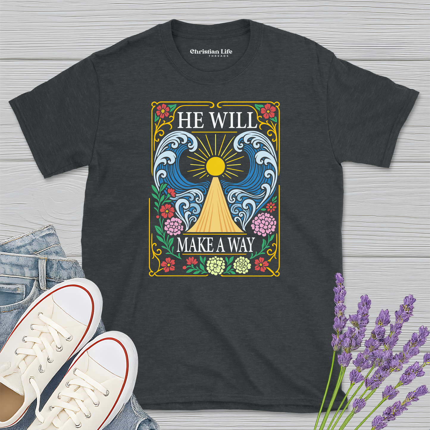 He Will Make A Way Heather Tee