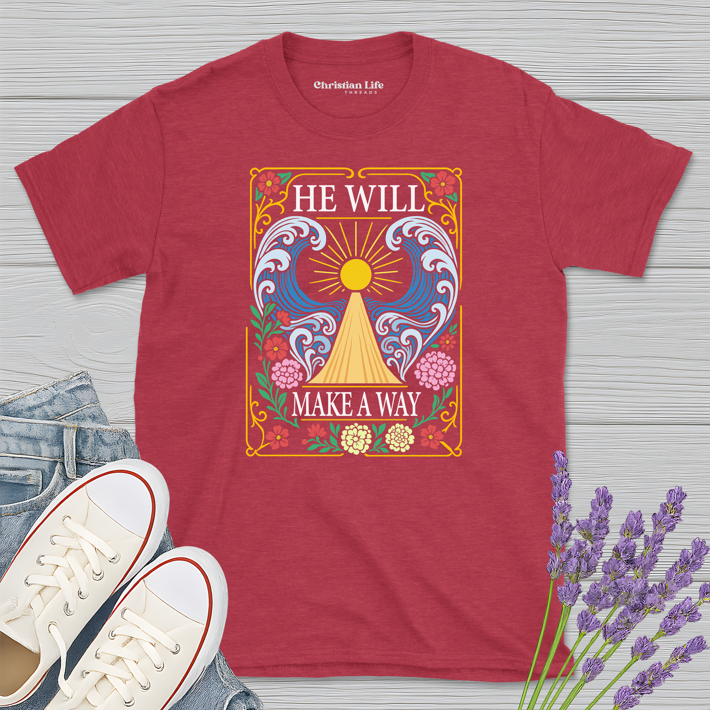 He Will Make A Way Heather Tee