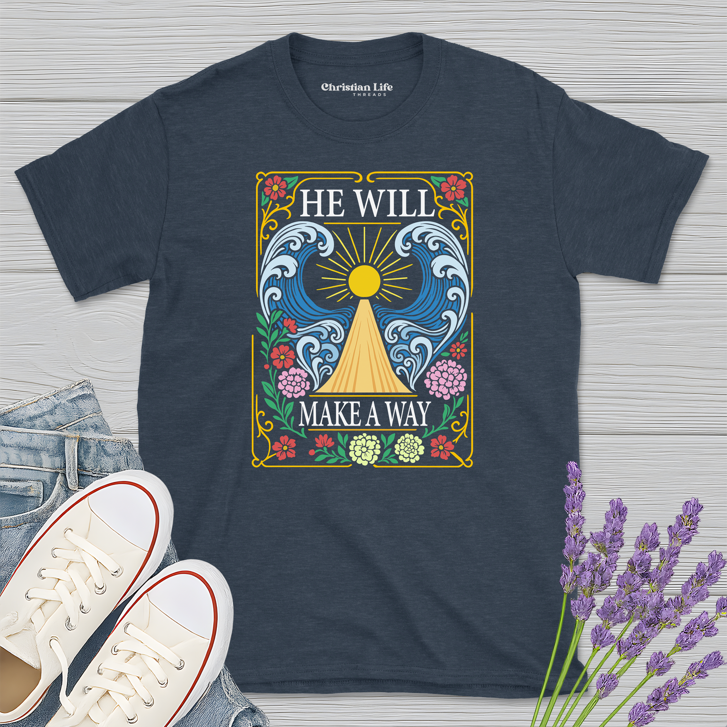 He Will Make A Way Heather Tee