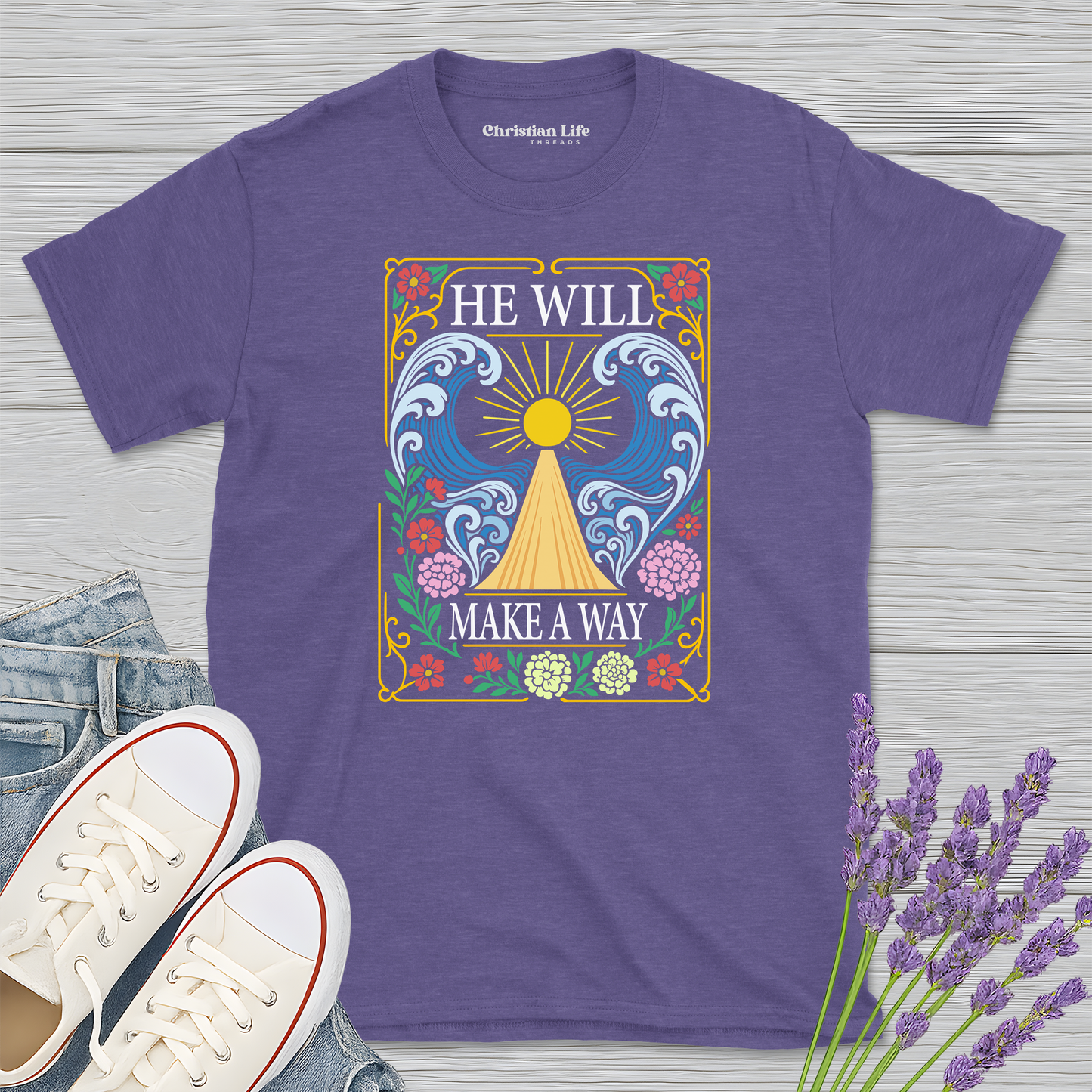 He Will Make A Way Heather Tee