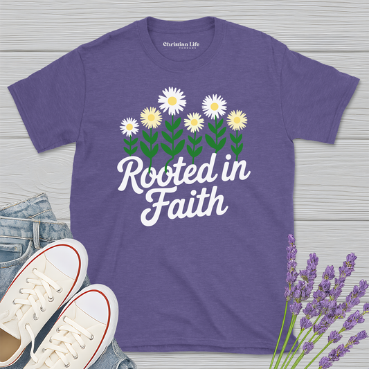 Rooted In Faith Daises Heather Tee