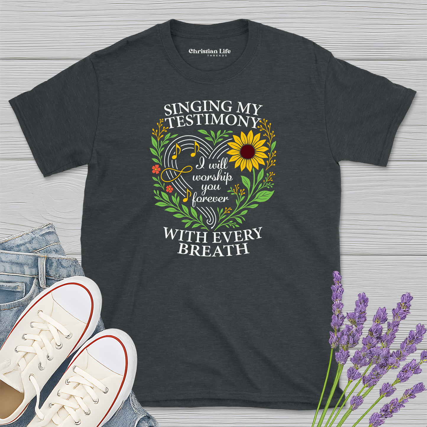 Singing My Testimony Sunflower Heather Tee