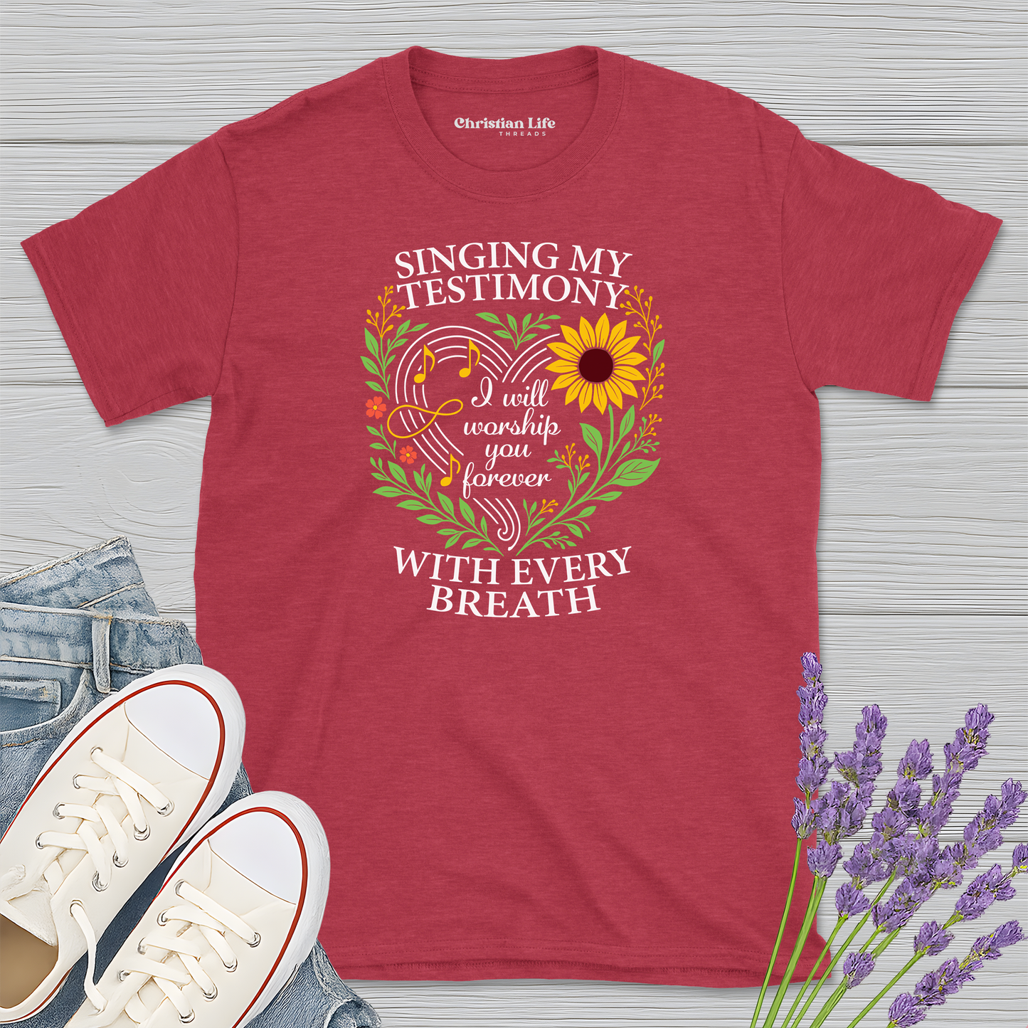 Singing My Testimony Sunflower Heather Tee