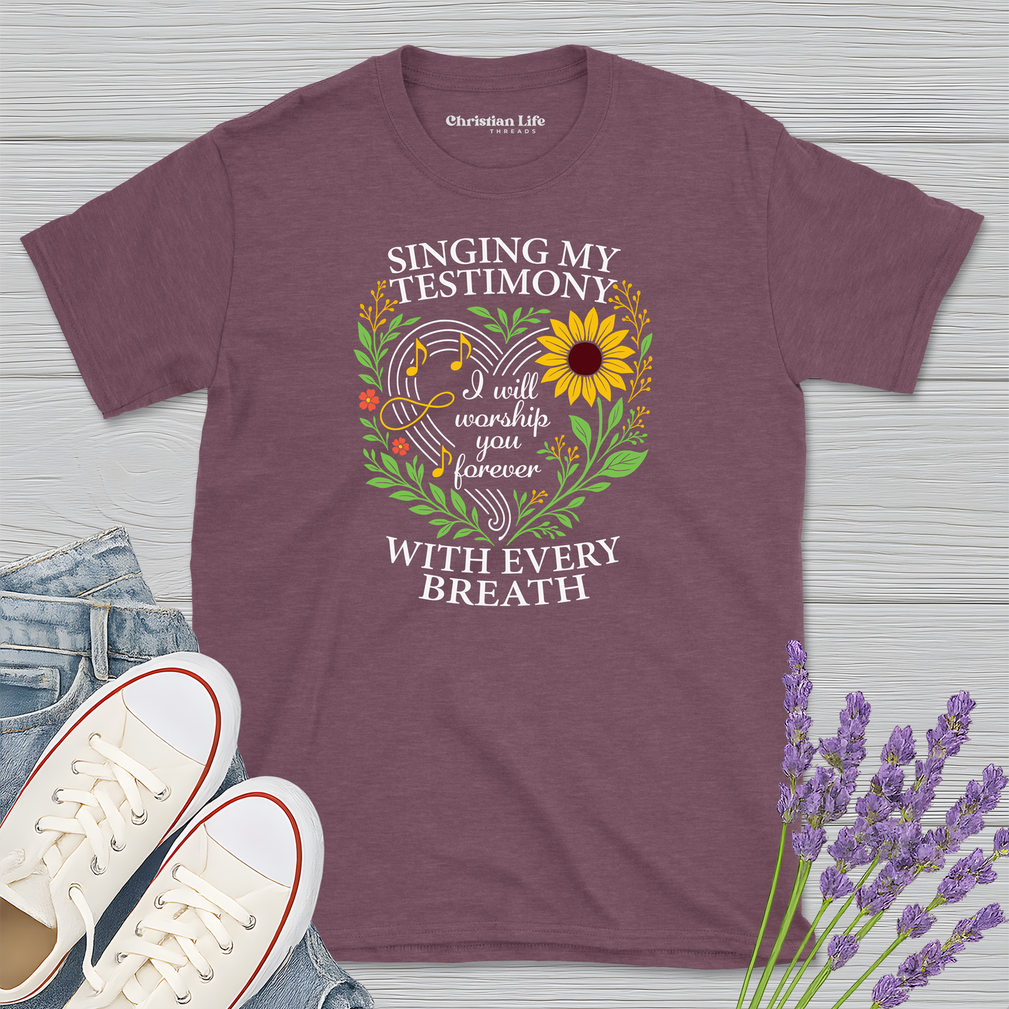 Singing My Testimony Sunflower Heather Tee