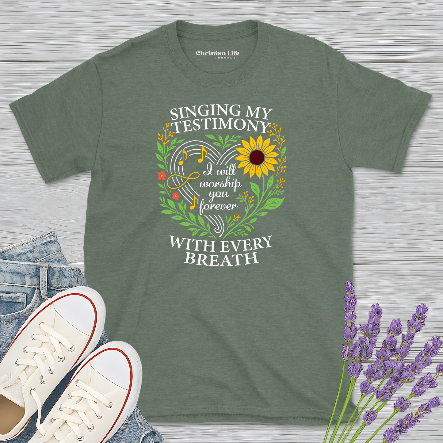 Singing My Testimony Sunflower Heather Tee