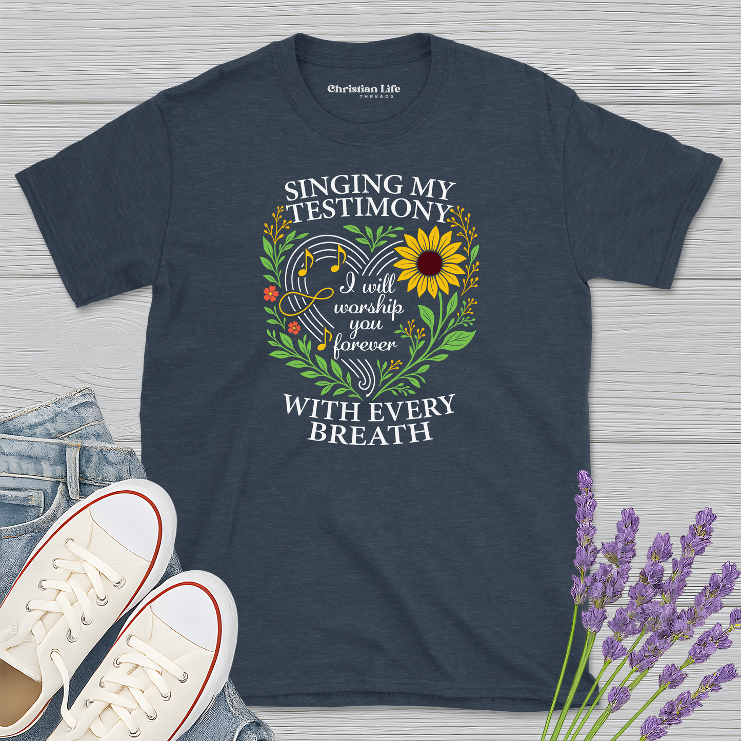 Singing My Testimony Sunflower Heather Tee