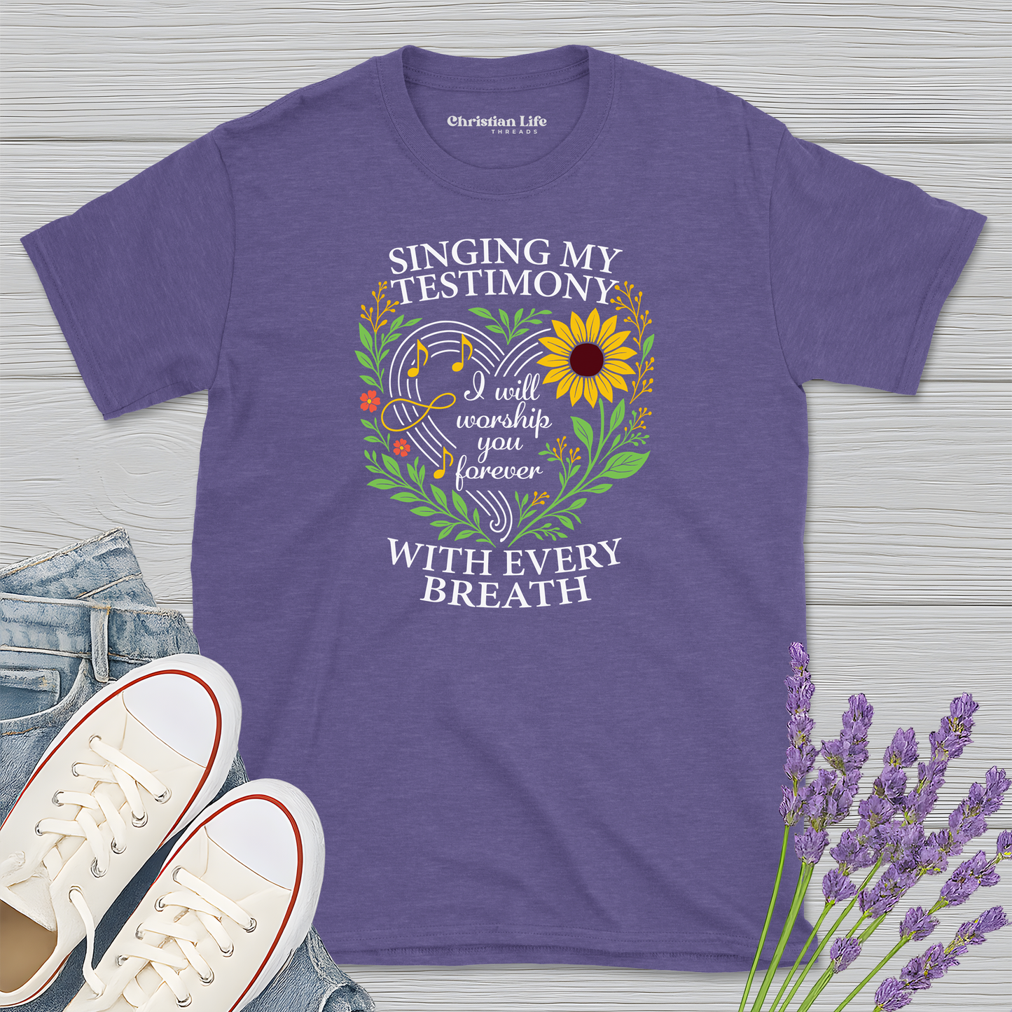 Singing My Testimony Sunflower Heather Tee
