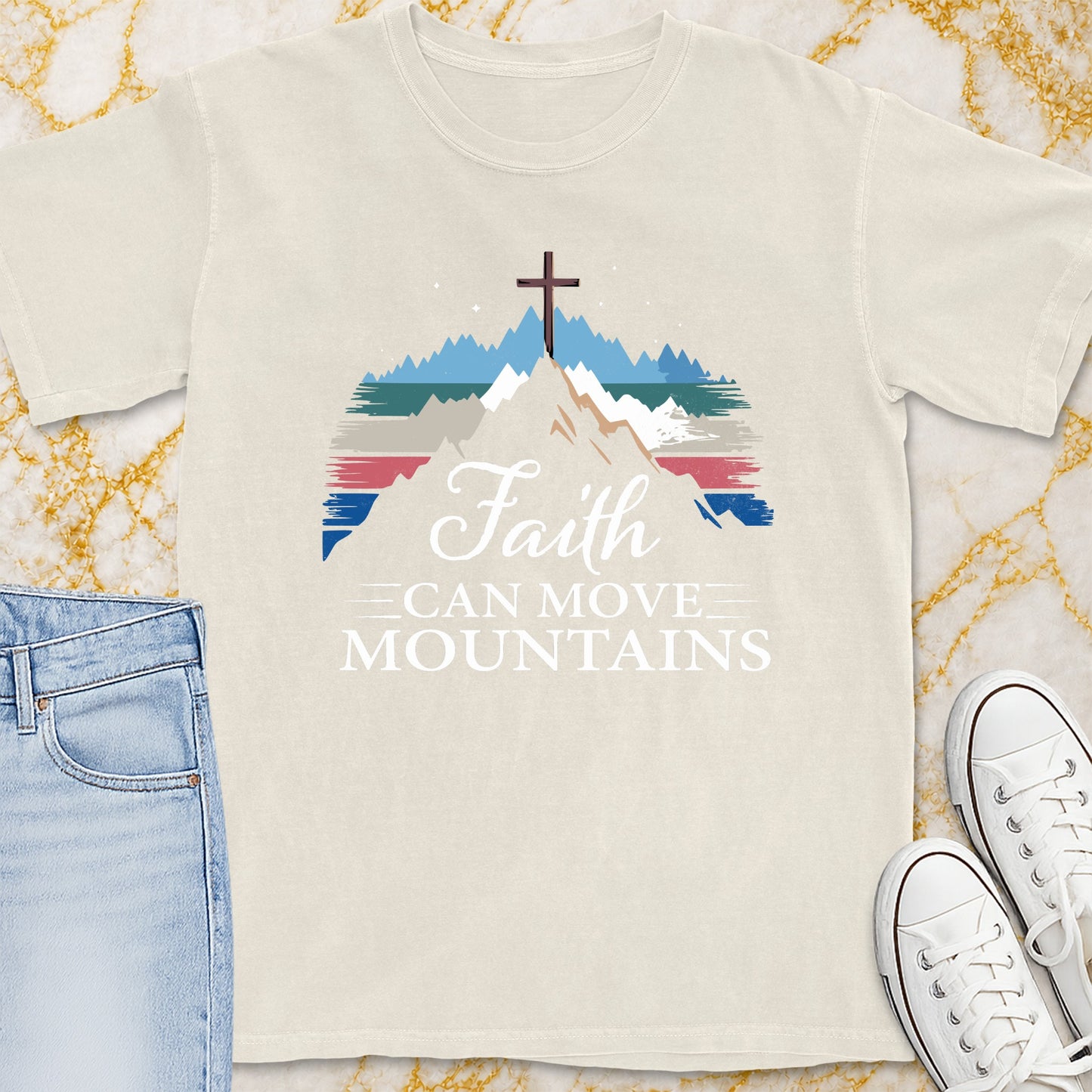 Faith Can Move Mountains T-Shirt - Christian Apparel | Christian Life Threads