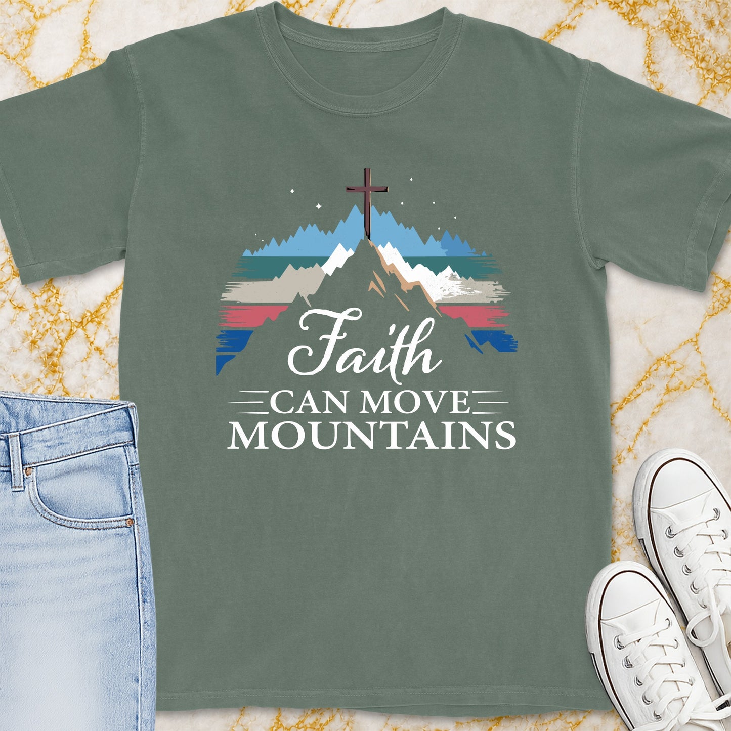 Faith Can Move Mountains T-Shirt - Christian Apparel | Christian Life Threads