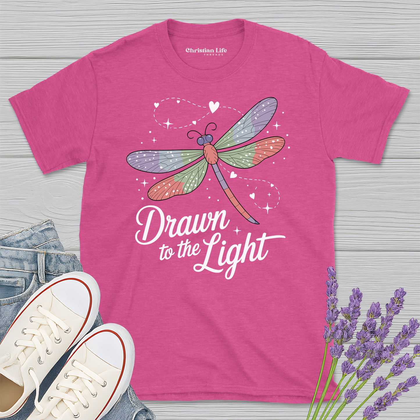 Drawn To The Light Dragonfly Heather Tee
