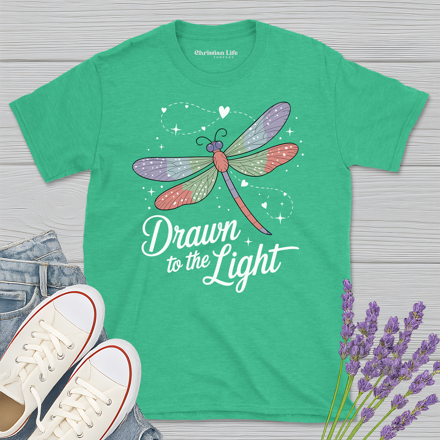 Drawn To The Light Dragonfly Heather Tee