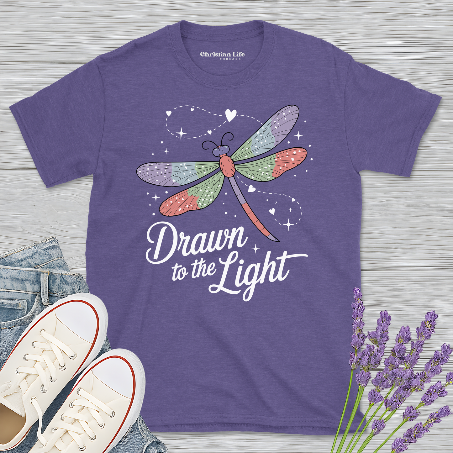 Drawn To The Light Dragonfly Heather Tee