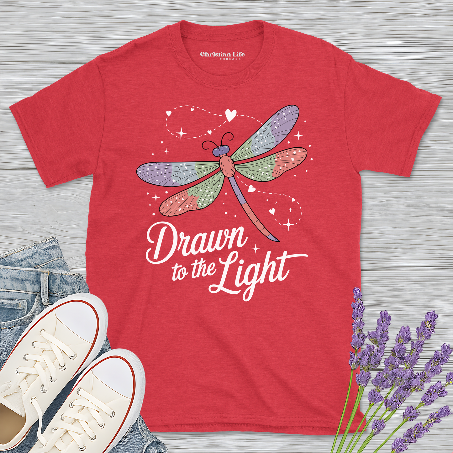 Drawn To The Light Dragonfly Heather Tee