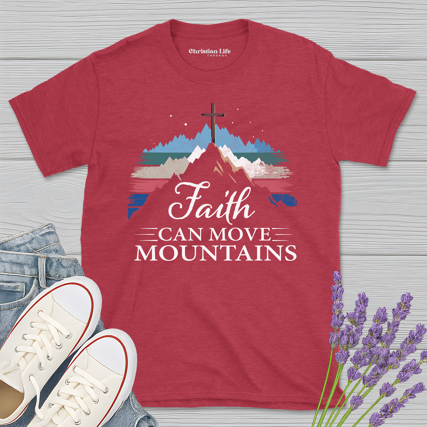 Faith Can Move Mountains Heather Tee