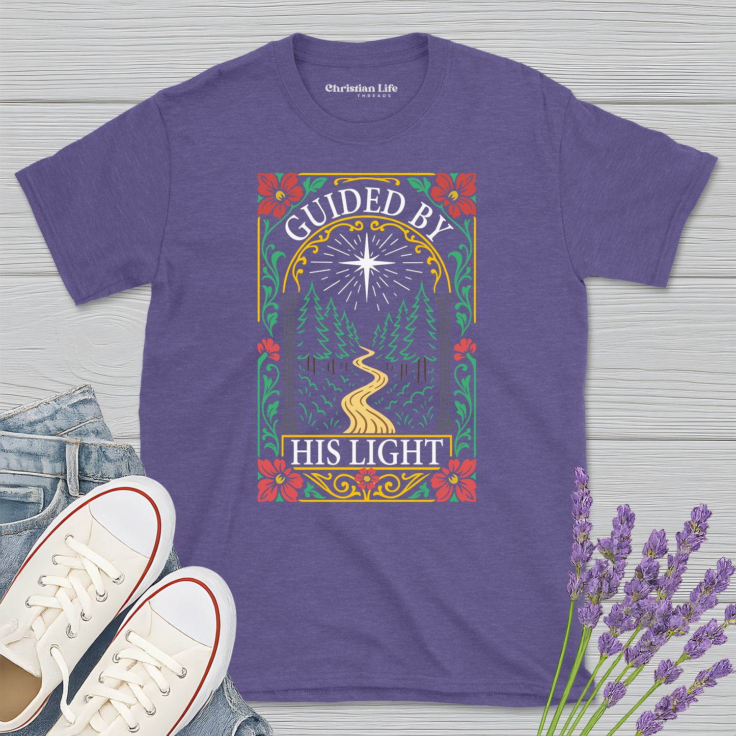 Guided By His Light Heather Tee