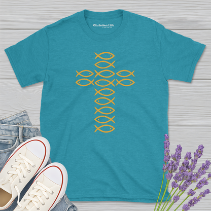 Ichthys Fish Cross Heather Tee