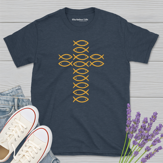 Ichthys Fish Cross Heather Tee
