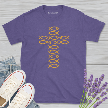 Ichthys Fish Cross Heather Tee