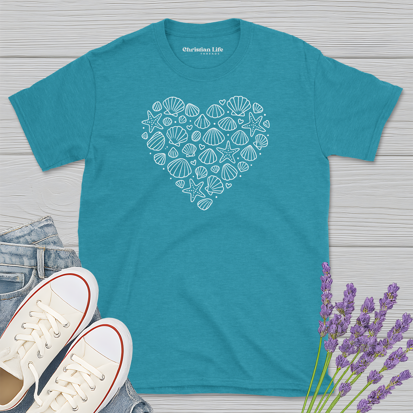 Heart The Shells Heather Tee