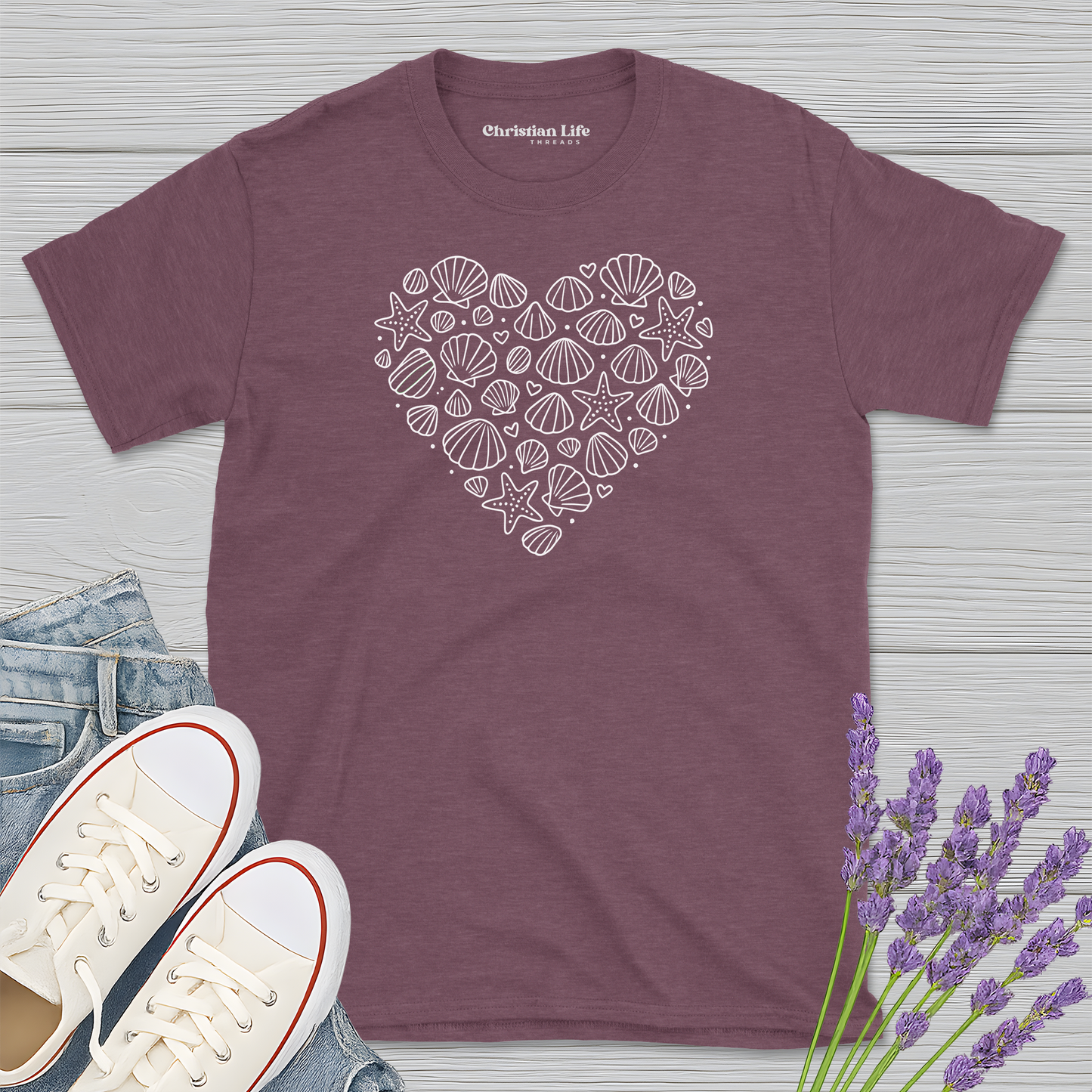 Heart The Shells Heather Tee
