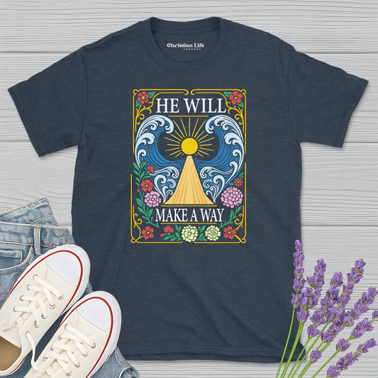 He Will Make A Way Heather Tee