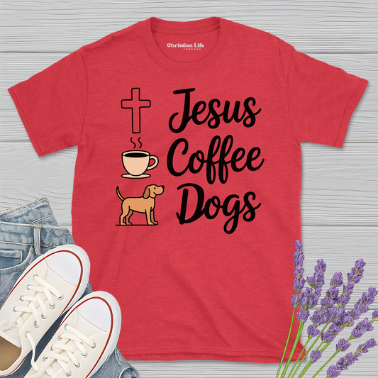 Jesus Coffee Dogs Heather Tee