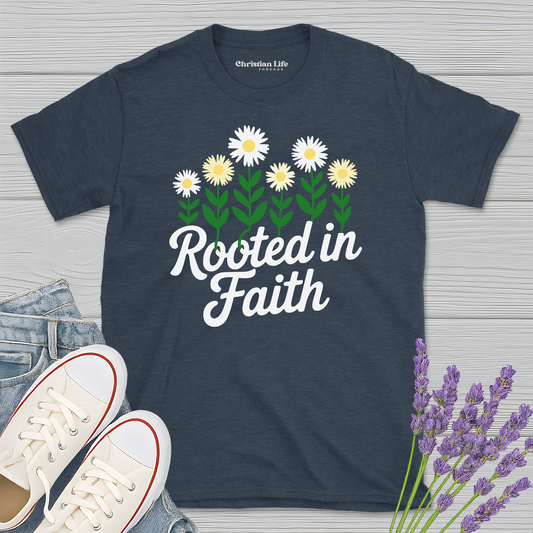 Rooted In Faith Daises Heather Tee