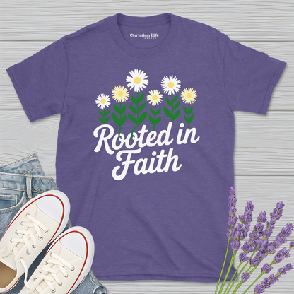 Rooted In Faith Daises Heather Tee