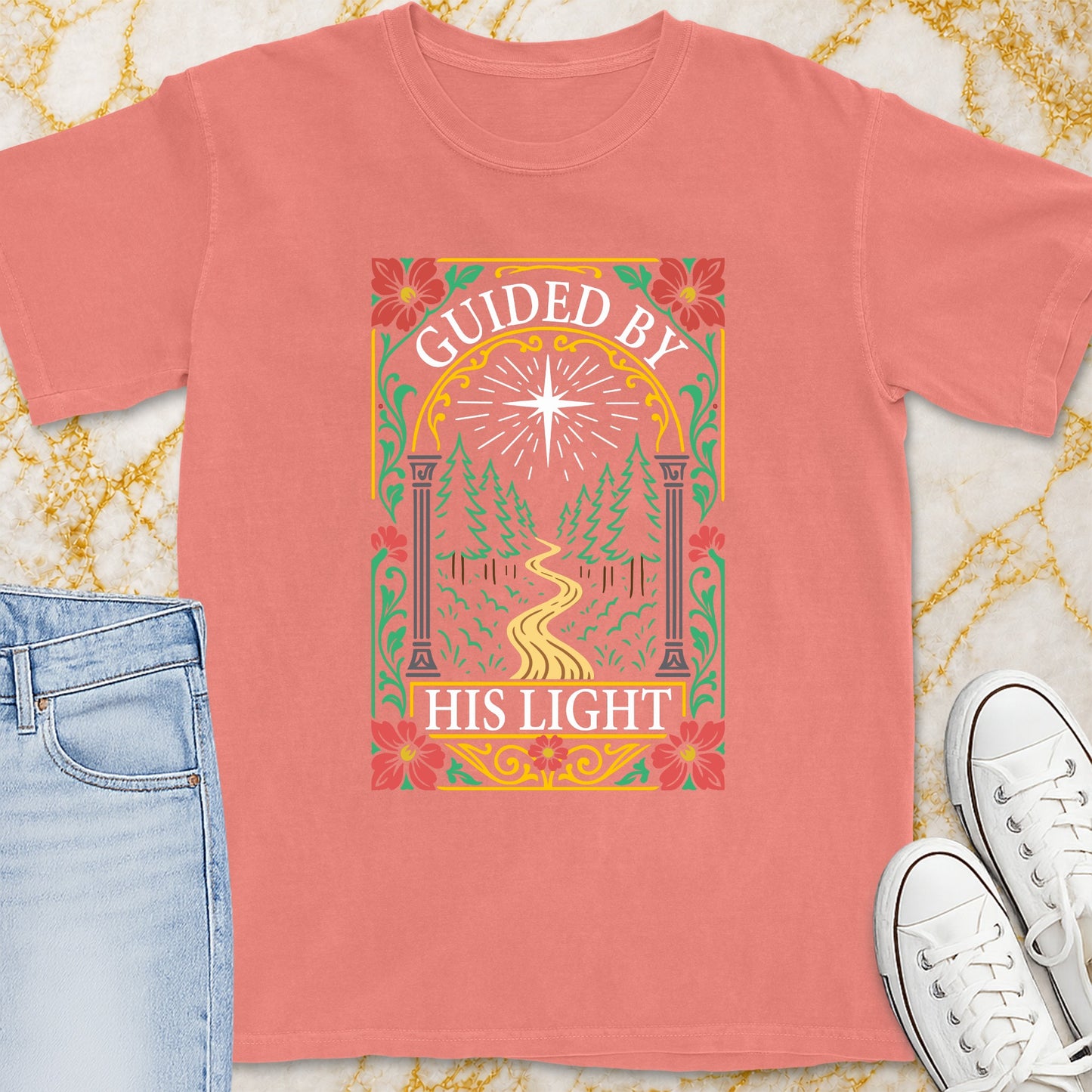 Guided By His Light T-Shirt - Christian Apparel | Christian Life Threads
